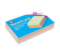 Flash Cards 5x3 Coloured | 100 Revision Cards Ruled Both Sides | Record Cards 127mm x 77mm | Feint Lined Index Cards | Flashcards for GCSE A-Level Revision | School Office