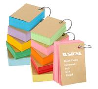 Flash Cards 6x4 Inch, 600 Pcs Lined Revision Cards Coloured Flash Cards with Ring, Study Cards for Exams School Office Home