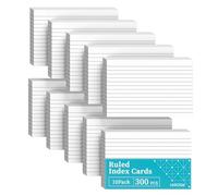 Flash Cards A6（10CM x 15CM） Revision Cards, 300 PCS A6 Index Cards, White Ruled Flashcards, Record, Study, Recipe Revision Flash Cards for Taking Notes, Reminders