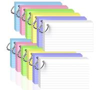 Flash Cards A7（7.62x12.7CM） Flashcards, 600 PCS Index Cards A7 Cue Cards, Colored Lined Paper Cards Revision with 12 Metal Binder Ring, Record Recipe Study Flash Cards for Taking Notes, Reminders