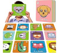 Flash Cards Early Educational Toys for 3-6 Years Old Baby Boys Girls, Preschool Flash Cards Set 26 PCS Alphabet ABC Flash Cards with Animal Masks, First Words Educational Game | BPA Free (1, Set)
