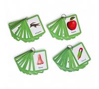 Flash Cards for Toddlers Learning - 4 in 1 Learning Set with Body Parts, Baby First Words, Animals & Fruits - 96 Bright Educational Cards for Kids 6 Months+ | Visual Learning Toy for Boys & Girls