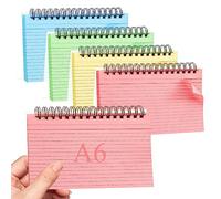 Flash Cards, Vakki 200 PCS A6 Revision Card 4 * 6 Inches Flashcards Spiral Ruled Index Papers Lined Revision Coloured Record & Cue Notepaper for School Essentials Home Office