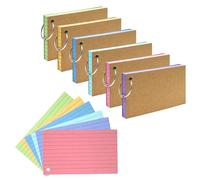 Flash Cards with Metal Rings, 300 PCS Revision Cards Kraft Paper Flashcards, Multicolor Double Sided Flshcards for Office Working Home School Learning
