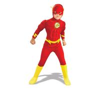 Official Child FLASH DELUXE MUSCLE CHEST Fancy Dress Costume Book Week Superhero
