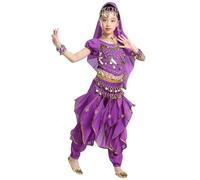 Flash Costume Egyptian Dress Up Girls Fireman Kids Firefighter Ballet Outfit Victorian School Girl Dance Pants Costumes for Indian Skirt Sequin Pink Jumpsuit,Purple-B,7-8 Years