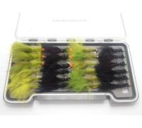 Flash Damsel Flies, Barbless, boxed set 24, Hotheads and Gold Heads, Size 10, Best Flash Damsel Trout Flies