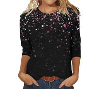 Flash Deals of The Day Long Sleeve Purple T Shirt Three Quarter Sleeve Black Top Scoop Neck Tops for Women UK Ladies T Shirts with Collar Womens Navy Tee Shirt Sales Clearance