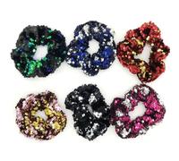 Flash Double Color Sequins Elastic Hair Tie 12 Pcs for Women