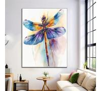 Flash Dragonfly Wall Art Canvas Poster,Color Watercolor Insects Canvas Painting,Artwork Living Room,Bedroom Home Office Decoration Picture Prints,Without Frame,50X70Cm