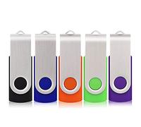 Flash Drive 16GB 5 Pack USB 2.0 Swivel Thumb Drives Bulk Memory Stick Jump Drive Pendrive Zip Drive for Data Storage,Black/Blue/Orange/Green/Purple (16G, 5Pcs Mixed Color)