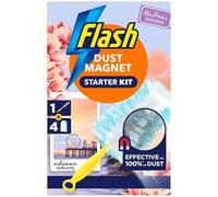 Flash Dust Magnet Starter Kit Mrs Hinch Limited Edition - 1x Handle + 4x Duster Refills for Effective Dust Cleaning
