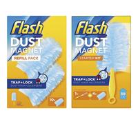 Flash Duster Dust Magnet Starter Kit, 1 Handle + 14 Refills, Trap And Lock Away Dust, Dirt And Hair In No Time