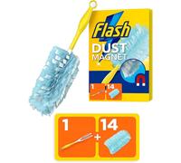Flash Duster Dust Magnet Starter Kit, 1 Handle + 14 Refills, Trap And Lock Away Dust, Dirt And Hair In No Time