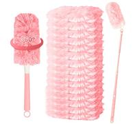 Flash Duster Dust Magnet Starter Kit Dust Magnet Refills 15 Pcs Compatible with 1 Handle 360 Degree Heavy Duty Dusting Kit with 4X Microfibers for Cleaning Blinds Furniture (pink B)