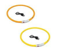 Flash & Go Rechargeable Glowing collar 'See-Dog' Ring - S/M up to 40cm Asorted-Yellow/Orange Smart Garden