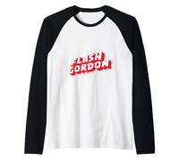 Flash Gordon Flash Effect Retro Comic Text Logo Raglan Baseball Tee