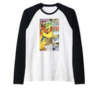 Flash Gordon Heroic Battle Retro Comic Frames Raglan Baseball Tee