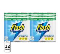 Flash Handy Kitchen Towels - 2 Pack, 3-Ply, Strong & Absorbent, Biodegradable, Ideal for Quick Cleaning, Eco-Friendly, FSC Certified, Made in The UK