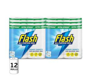 Flash Handy Kitchen Towels - 2 Pack, 3-Ply, Strong & Absorbent, Biodegradable, Ideal for Quick Cleaning, Eco-Friendly, FSC Certified, Made in The UK