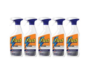 Flash Impeccable Clean Kitchen Degreasing Effect Kitchen Grease Remover Citrus Scent 500ml Pack of 5 Hob Sink Worktops Oven Oven Cleaning Detergent with Welari Thank You Card | (5pack) (2500ml)