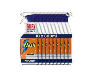 Flash Kitchen Cleaner Spray, 8 Litres (800 ml x 10), Kitchen Cleaning, Citrus Fresh