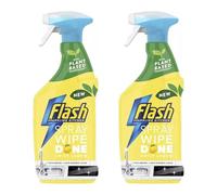 Flash Kitchen Cleaner Spray, Antibacterial, Tough on Grease, Streak-Free, No Rinse, Kills 99.9% Bacteria, Fresh Scent, 800ml (Kitchen Crisp Lemon x 2 Pack)