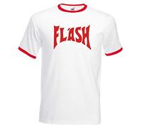 Flash Lightning Bolt T-Shirt - Men's Retro 80's Comic Movie Merch Gift Christmas 100% Combed Cotton High-Density Extreme Comfort (White, Medium)
