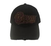 Flash Logo vintage frayed Strapback Baseball Cap David Bowie Black One Size