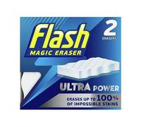 Flash Magic Eraser Extra Power 2 Pack | Heavy Duty Cleaning Sponge for Tough Stains | Multi-Surface Cleaner for Walls, Floors, Tiles, Kitchen, Bathroom, Doors, and Skirting Boards | Removes Dirt Easil