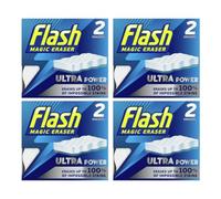 Flash Magic Eraser Sponge | Ultra Power Magic Sponge | Cleans Walls, Bathrooms, Kitchens, Countertops and even Sneakers | 4 x 2 Pack of sponges