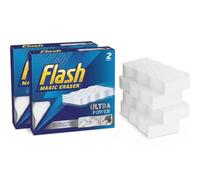 Flash Magic Eraser Ultra Power, 4 Erasers, Heavy Duty Multi-Surface Cleaning Sponge for Walls, Kitchen and Bathroom, Water-Activated Stain Remover for Grease, Grime and Scuff Marks