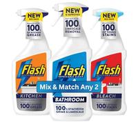 Flash Mix & Match Any 2 Trigger Spray 500ml Each Bathroom Cleaner, Kitchen Degreaser, Multi-Purpose Bleach Spray Powerful Household Cleaning Solution for Home & Office