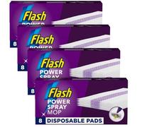 Flash Power Mop Refill Pads - 8 Count | Super Absorbent, Multi-Surface Cleaning Pads for Flash Power Mop, Quick-Drying and Streak-Free Shine (Pack of 4-32 Pads)