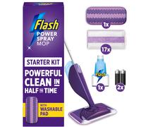 Flash Power Spray Mop Floor Cleaner Starter Kit (1 Washable + 17 Disposable Pads), All-In-One System For Your Floors
