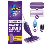 Flash Power Spray Mop Floor Cleaner Starter Kit (1 Washable + 2 Disposable Pads), All-In-One System For Your Floors