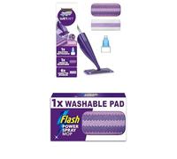Flash Power Spray Mop Floor Cleaner Starter Kit (3 Flash Power Spray Mop Microfibre Cloths + 6 Disposable Pads), All-In-One System For Your Floors