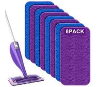 Flash Powermop Compatible Reusable Mop Pads - 8 Pack Washable Microfibre Mop Refills for Wet & Dry Floor Cleaning