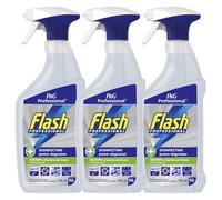 Flash Professional Disinfectant Degreaser Spray 750ml X3- Multi-Surface Cleaner with Bleach, Powerful Kitchen Sanitizer, Removes Grease, Kills 99.9% Bacteria, Hygienic Cleaning Solution