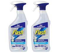 Flash Professional Disinfectant Multi Surface Cleaner Spray 750ml X2- Powerful Antibacterial Formula with Bleach, Removes Grease, Kills 99.9% of Germs, Kitchen & Bathroom Sanitizer