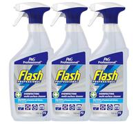 Flash Professional Disinfectant Multi Surface Cleaner Spray 750ml X3- Powerful Antibacterial Formula with Bleach, Removes Grease, Kills 99.9% of Germs, Kitchen & Bathroom Sanitizer