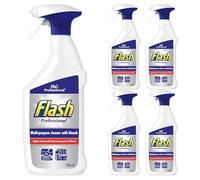 Flash Professional Spray Cleaner with Bleach 750ml X5- Powerful Multi-Surface Disinfectant Spray for Kitchen, Bathroom & Household Cleaning, Removes Grease, Whitens, Kills 99.9% Bacteria & Germs