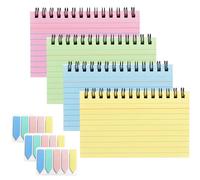 Flash Revision Cards - Index Cards 3X5 Inches 200Pcs Flashcards 4 Packs Coloured Note Card and Index Tabs Spiral Ruled Coloured Record Cards & Cue Card for School Essentials Home Office