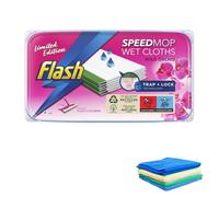 Flash Speed Mop Anti- Bacterial Wet Cloth Refills. Pack of 24 Replacement Hygiene Floor Wipes for Domestic and Commercial Cleaning. Includes Additional Microfiber Cloth, Wild Orchid Scent.
