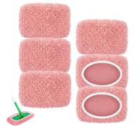Flash Speed Mop Refill Wipes, 6 Pack Pink Chenille Mop Pads, Reusable Washable Mop Refill Pads for Daily Dusting and Pet Hair Removal, Compatible with Flash Mop and Shark Vacmop