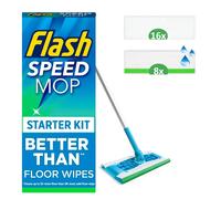 Flash Speed Mop Starter Kit, All-In-One Floor Mopping System (16 Dry + 8 Wet Pads), Flash Floor Mop, Flash Mop Refill Pads