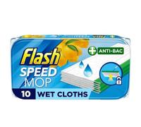 Flash Speed Mop Wet Cloth Refills 10 Pack | Lemon Scent | Extra Thick & Wet | Traps Dirt & Grime | Multi-Surface Cleaning | Fast & Easy to Use 10 Pack - Yellow
