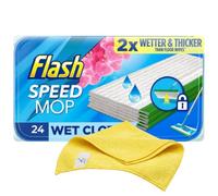 Flash Speed Mop Wet Cloth Refills Orchid Scent 24 Pads With Zopper Microfibre Cloth 2x Thicker Multi-Surface Floor Wipes for Hardwood, Tile & Laminate, Trap & Lock Grease and Grime, Hygienic Cleaning