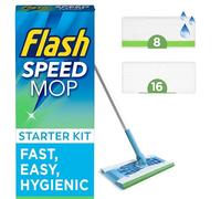 Flash Speed Mop Starter Kit, All-In-One Floor Mopping System (16 Dry + 8 Wet Pads), Flash Floor Mop, Flash Mop Refill Pads