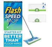 Flash Speed Mop Starter Kit, All-In-One Floor Mopping System (16 Dry + 8 Wet Pads), Flash Floor Mop, Flash Mop Refill Pads
